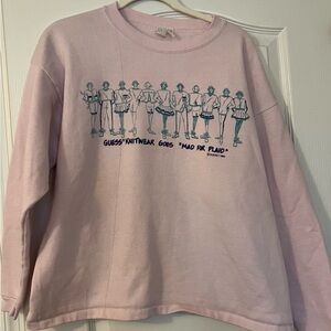 Guess Knitwear “Mad for Plaid” Pink Graphic Sweatshirt